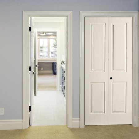 Codel Doors 36" x 80" Primed 2-Panel Carrera Molded Hollow Core Bifold Door and Hardware 3068MHCCARBF